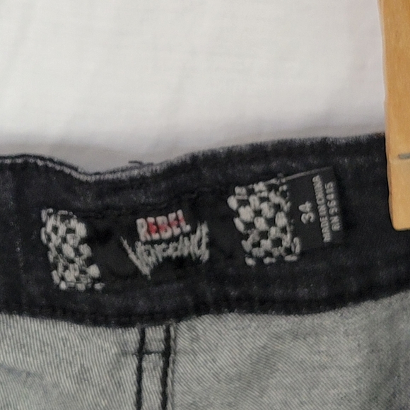 Rebel Vengeance Men's Low Rise Flare Two Tone Distressed Jeans - Size 34 - Picture 13 of 15